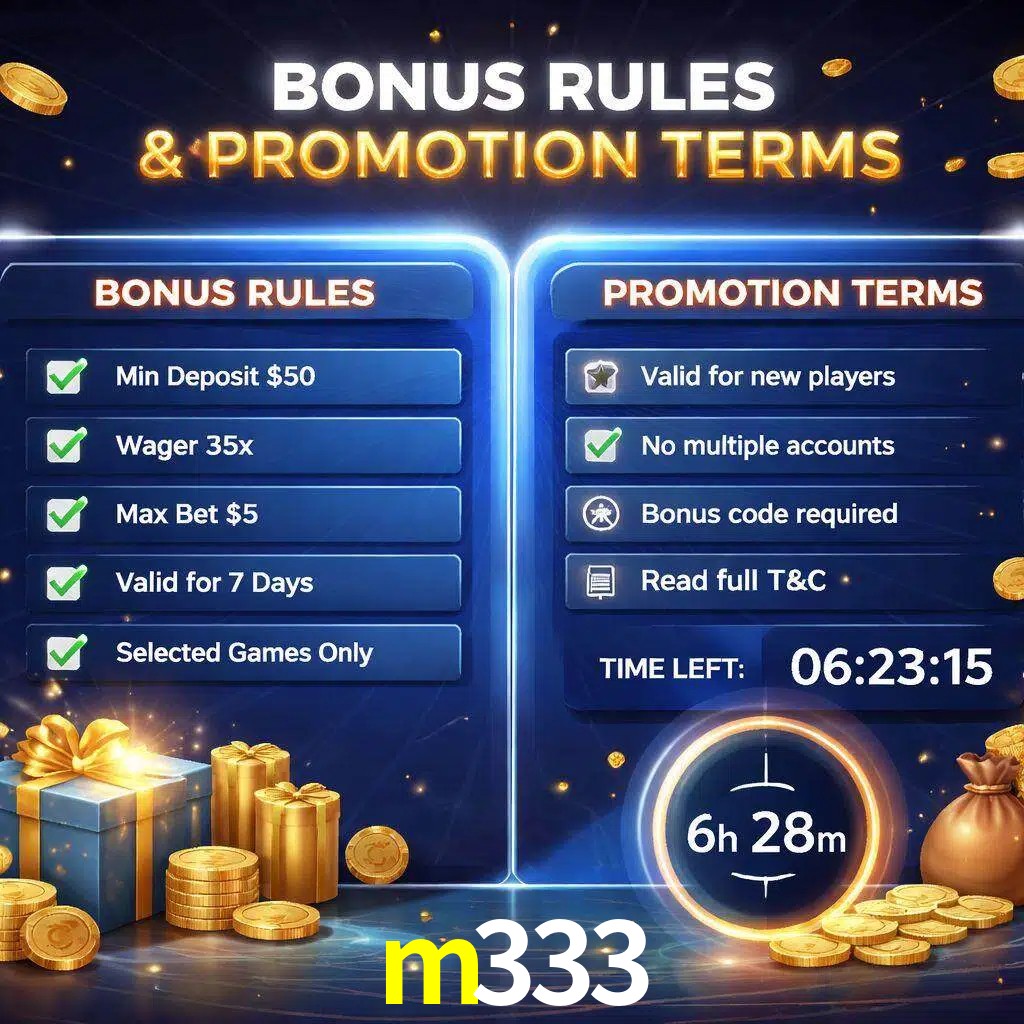 Reglas de promoción m333 y condiciones de bonos explicadas visualmente