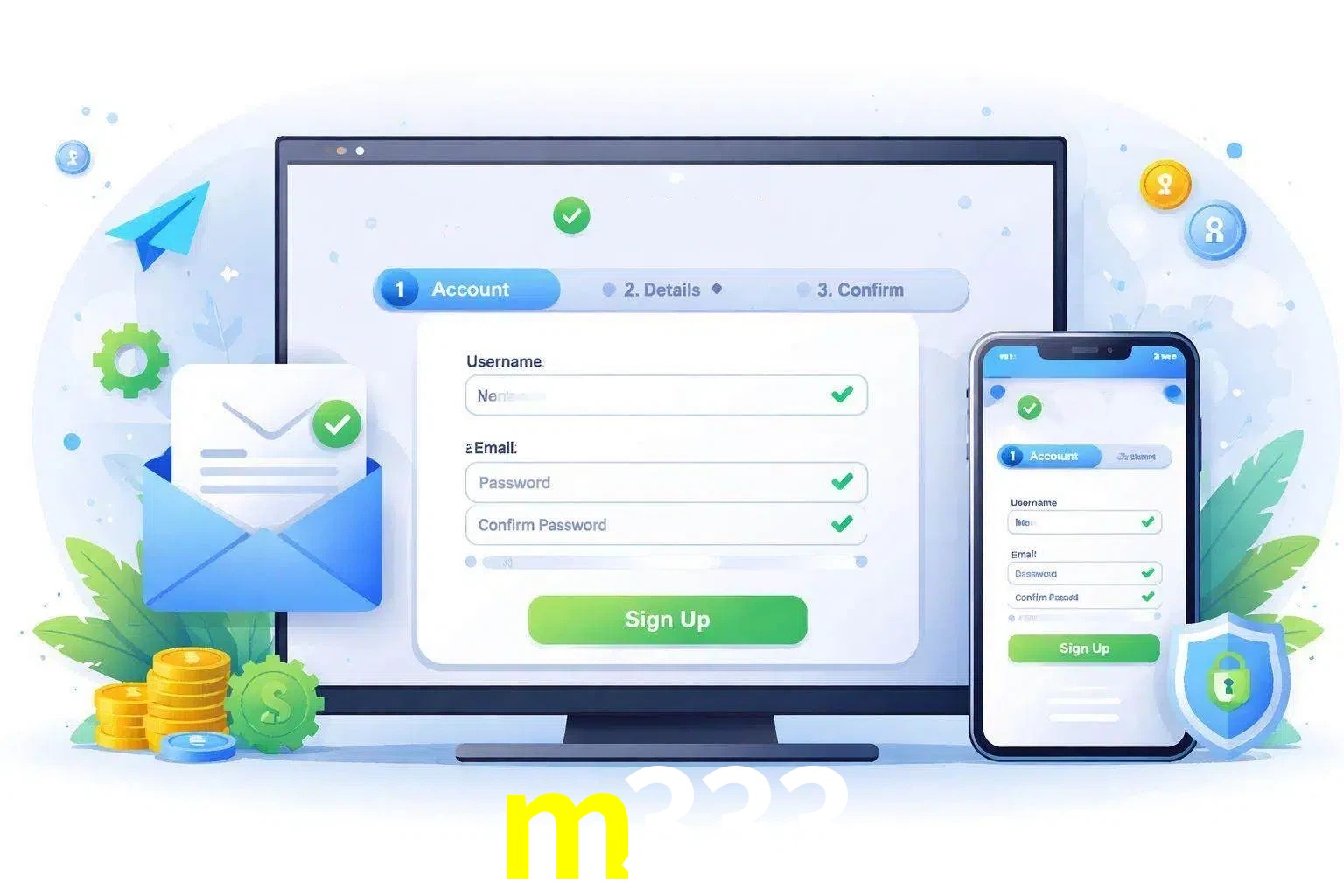 Registro de nuevo usuario y configuración de cuenta m333